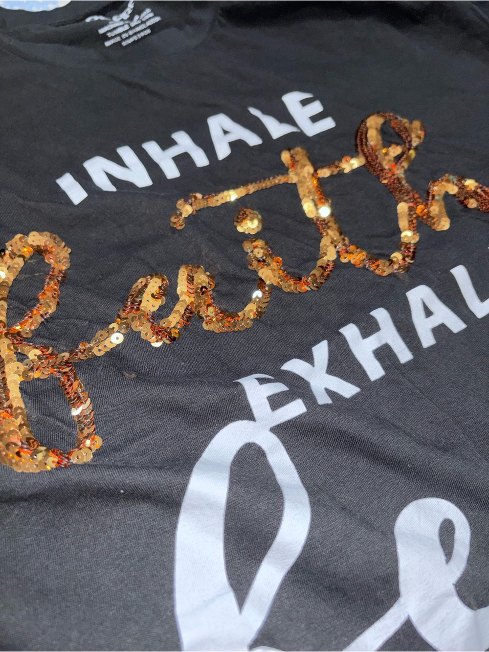 “Inhale Faith Exhale Fear” Plus Size 3X Upcycled Maxi Dress black & white print - Picture 6 of 8